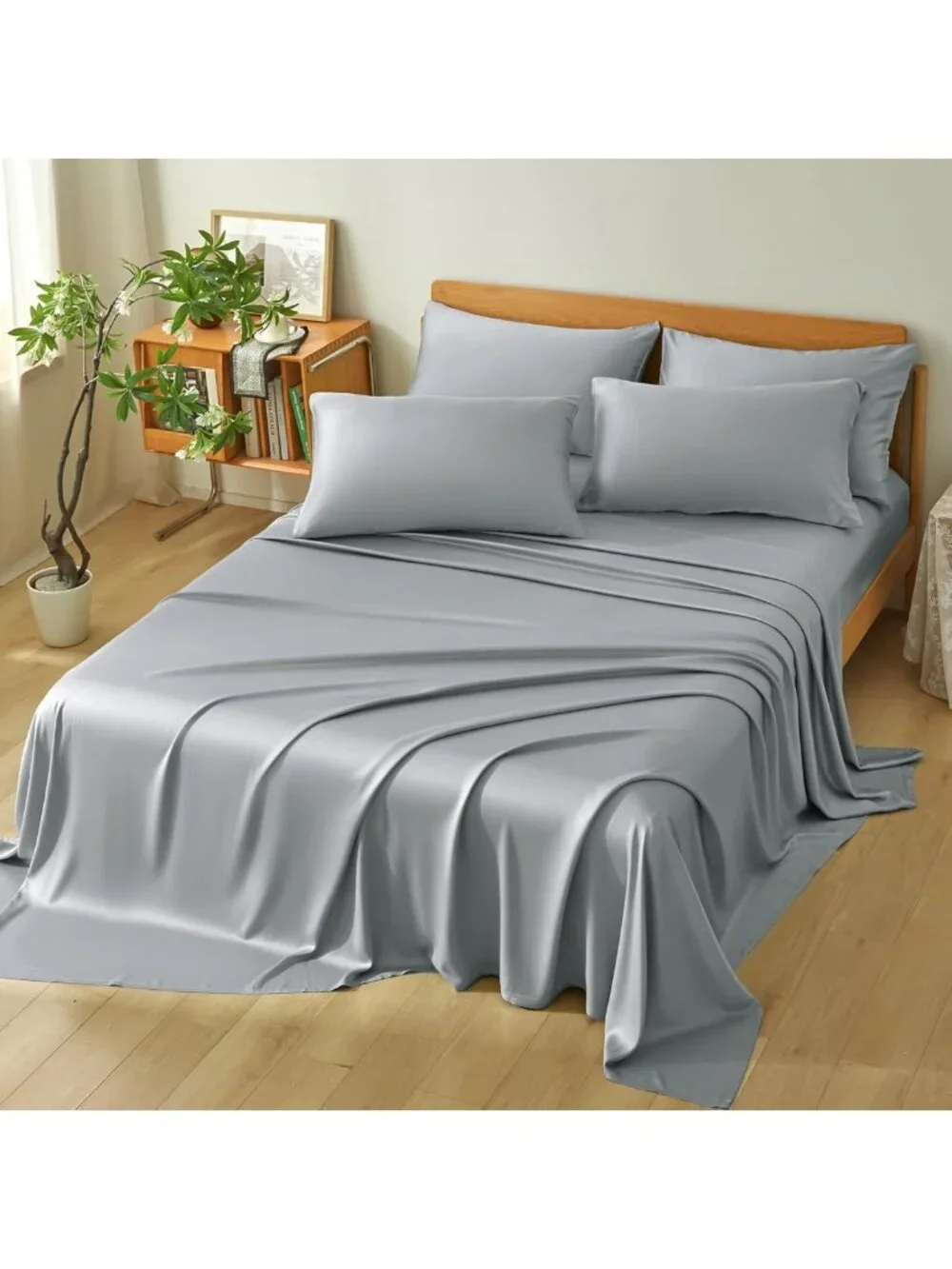 Light Gray King Sheet Set 4pcs | 100% Bamboo Rayon, Deep Pocket, Cooling, Soft